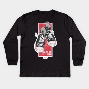 Walk On - Black Kids Long Sleeve T-Shirt